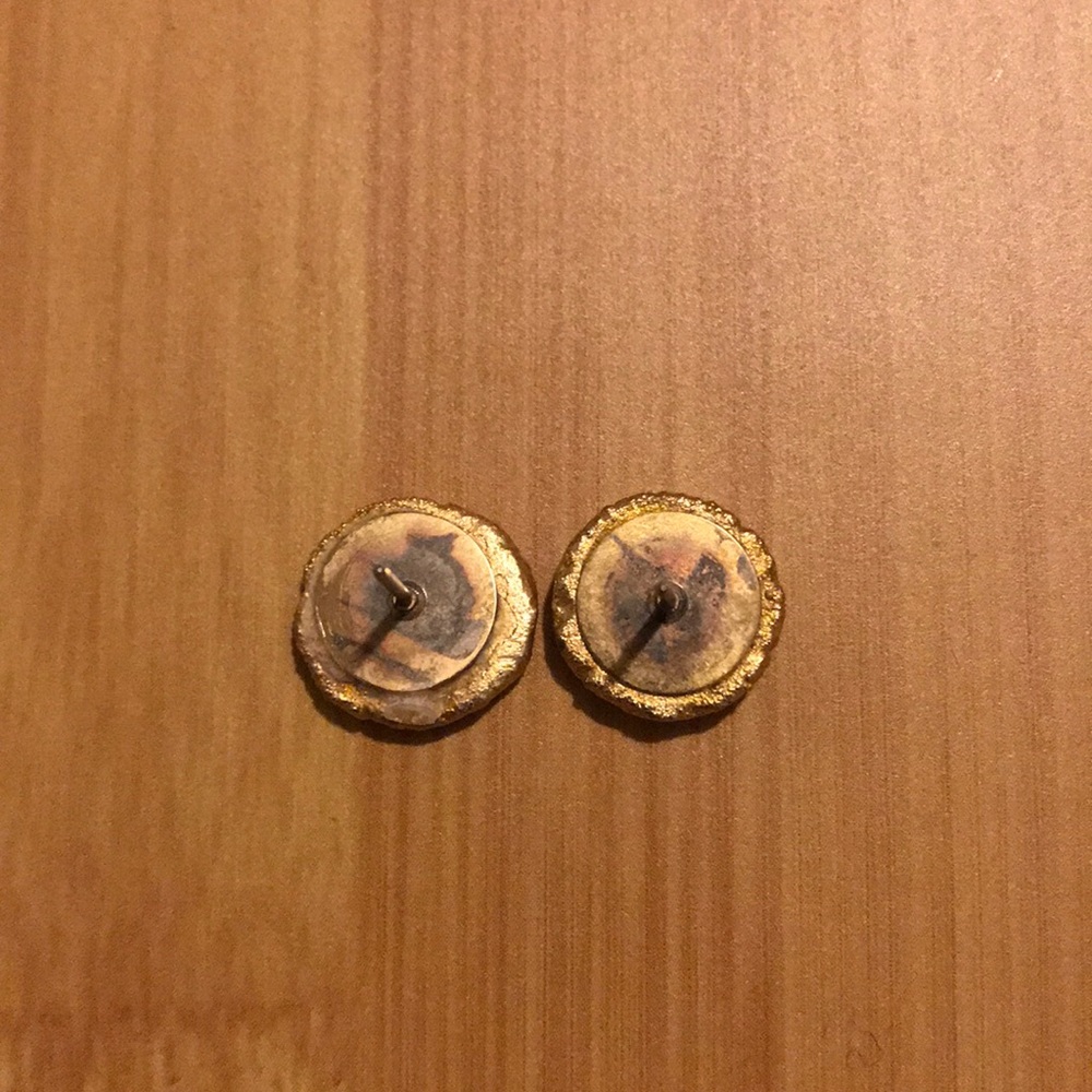 Anthropologie Rose Quartz Gold Color Earrings - Picture 5 of 6